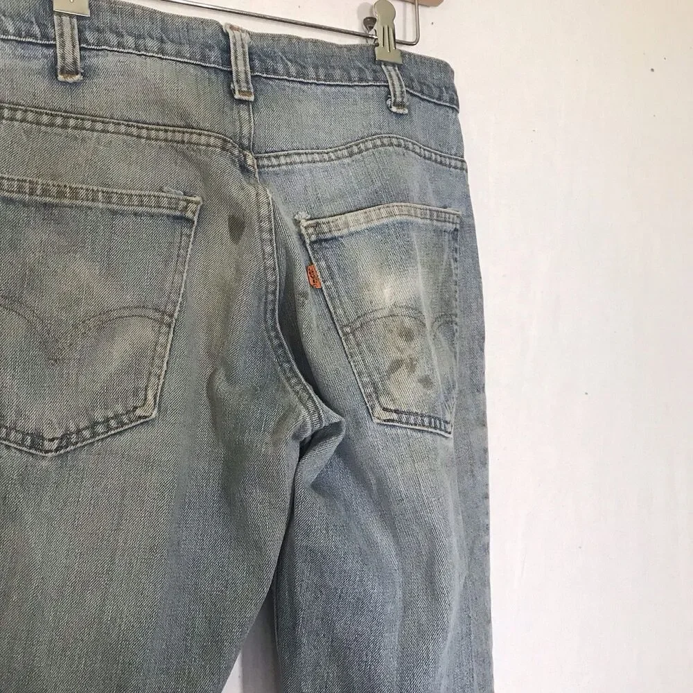 Vtg Levi's Big Bell Bottom Jeans 684-0217 Orange‎ Tab 32x33
